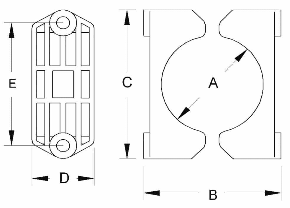 Prysmian Plastic 2 Bolt Cable Cleat