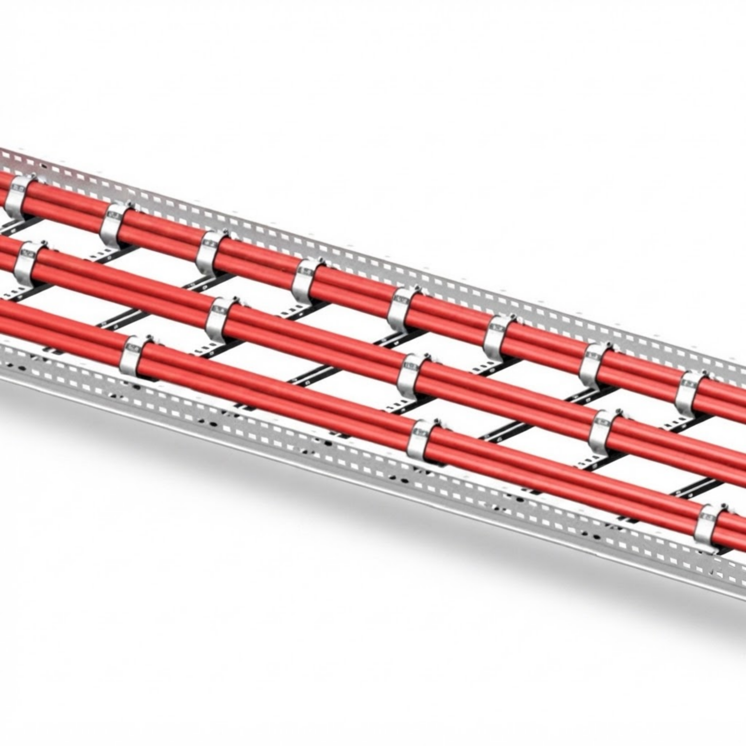 Trefoil Cable Cleat Spacing Trefoil cable cleats installed at calculated intervals on cable ladder