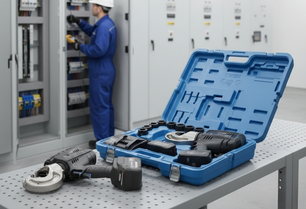 Hydraulic Battery Crimping Tool in Electrical Switchroom-Substation LV MV HV