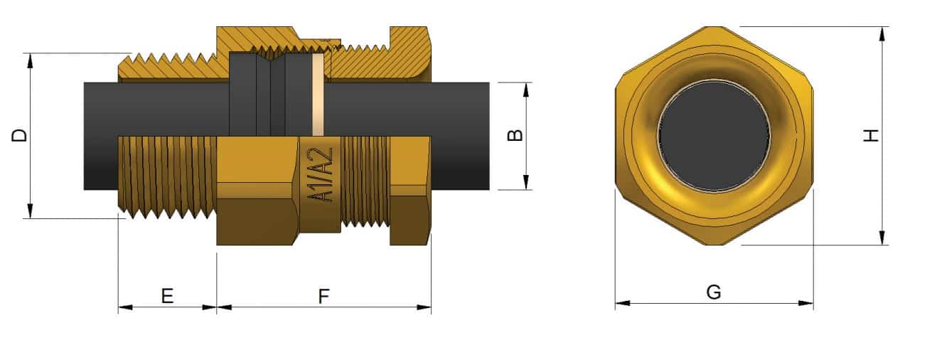 Prysmian Bicon A2 LSF Cable Gland Kits - Dimensions Illustration