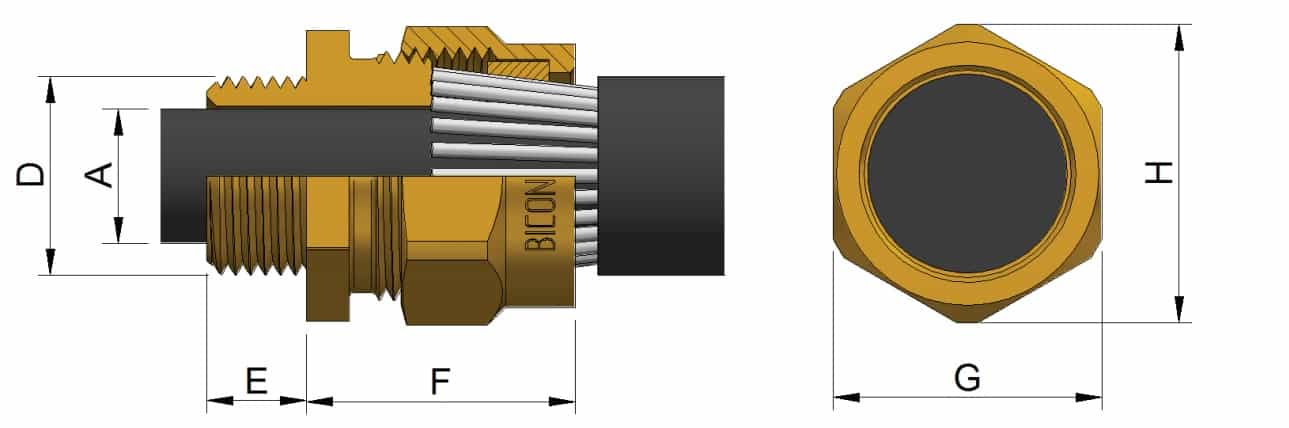 Prysmian Bicon BW LSF Cable Gland Kits - Dimensions Illustration