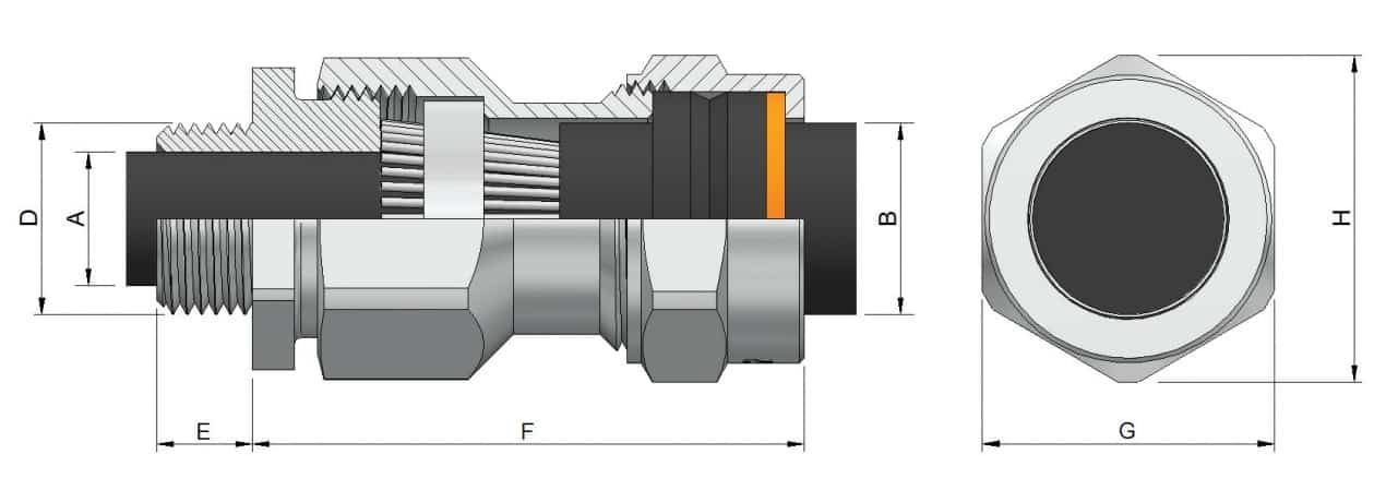 Prysmian Bicon CW (LUL) Aluminium Cable Gland Kits - Dimensions Illustration
