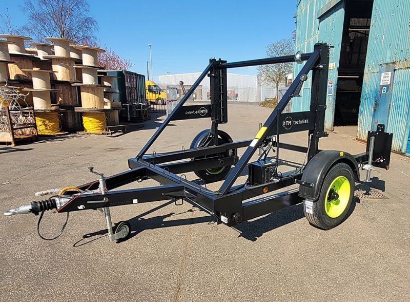 Pictured: PT70 Cable Drum Trailer complete with laser cut sign to support utility cable installations for LV MV HV projects in the Netherlands. Cable Drum Trailers
