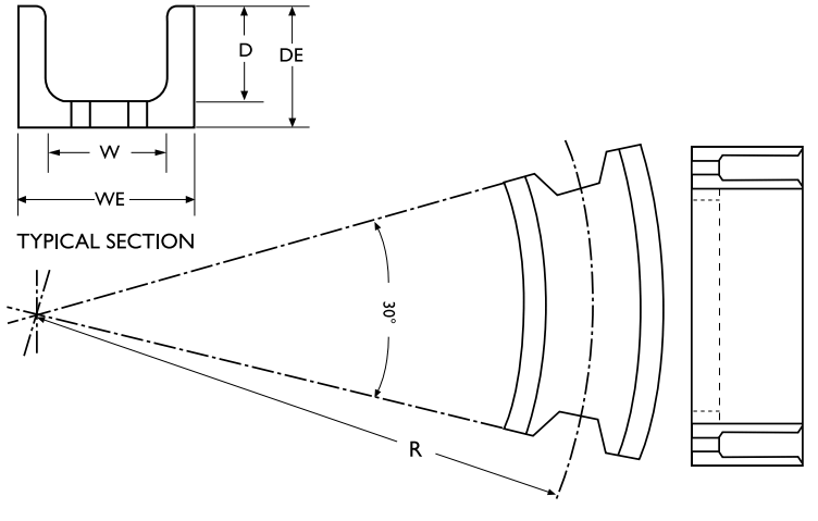 Anderlite Curved Concrete Trough | Dimensions