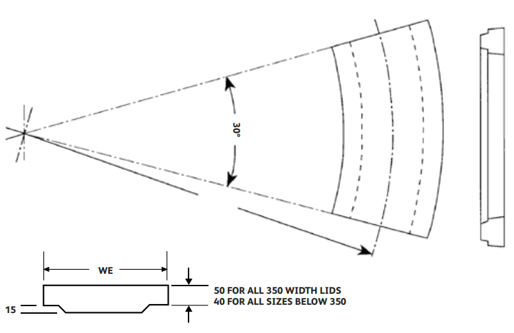 Anderlite Curved Concrete Trough Lid | Dimensions