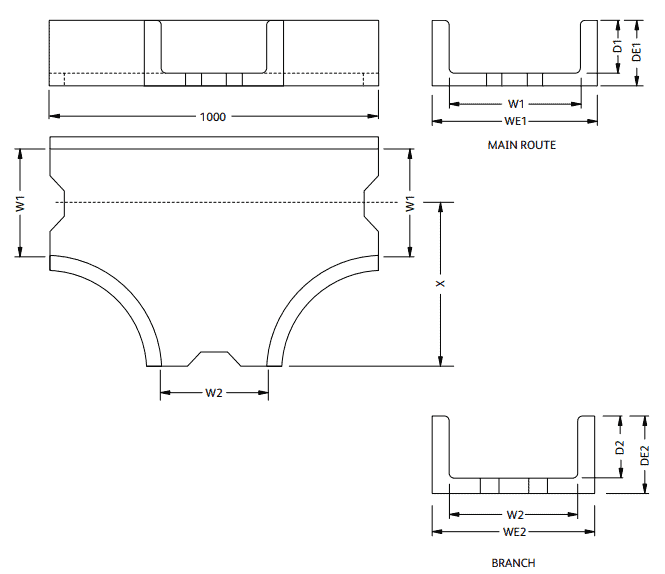 Anderlite T-Piece - Dimensions