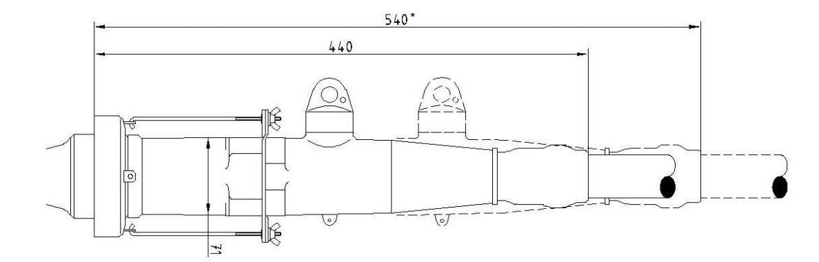 Separable Straight Connector MV HV Interface B - Overall Dimensions Installed On Bushing