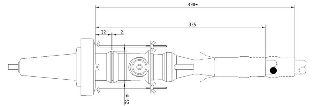 Straight Connector MV HV Interface A - Overall Dimensions Installed On Bushing