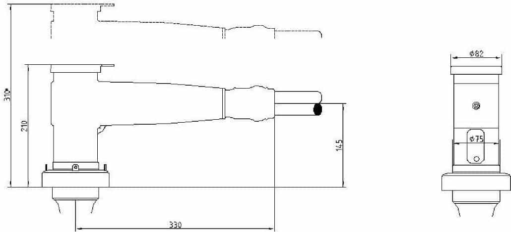 Tee Connector MV HV Interface C - Overall Dimensions Installed On Bushing Tee Connector MV HV Interface C - Overall Dimensions Installed On Bushing