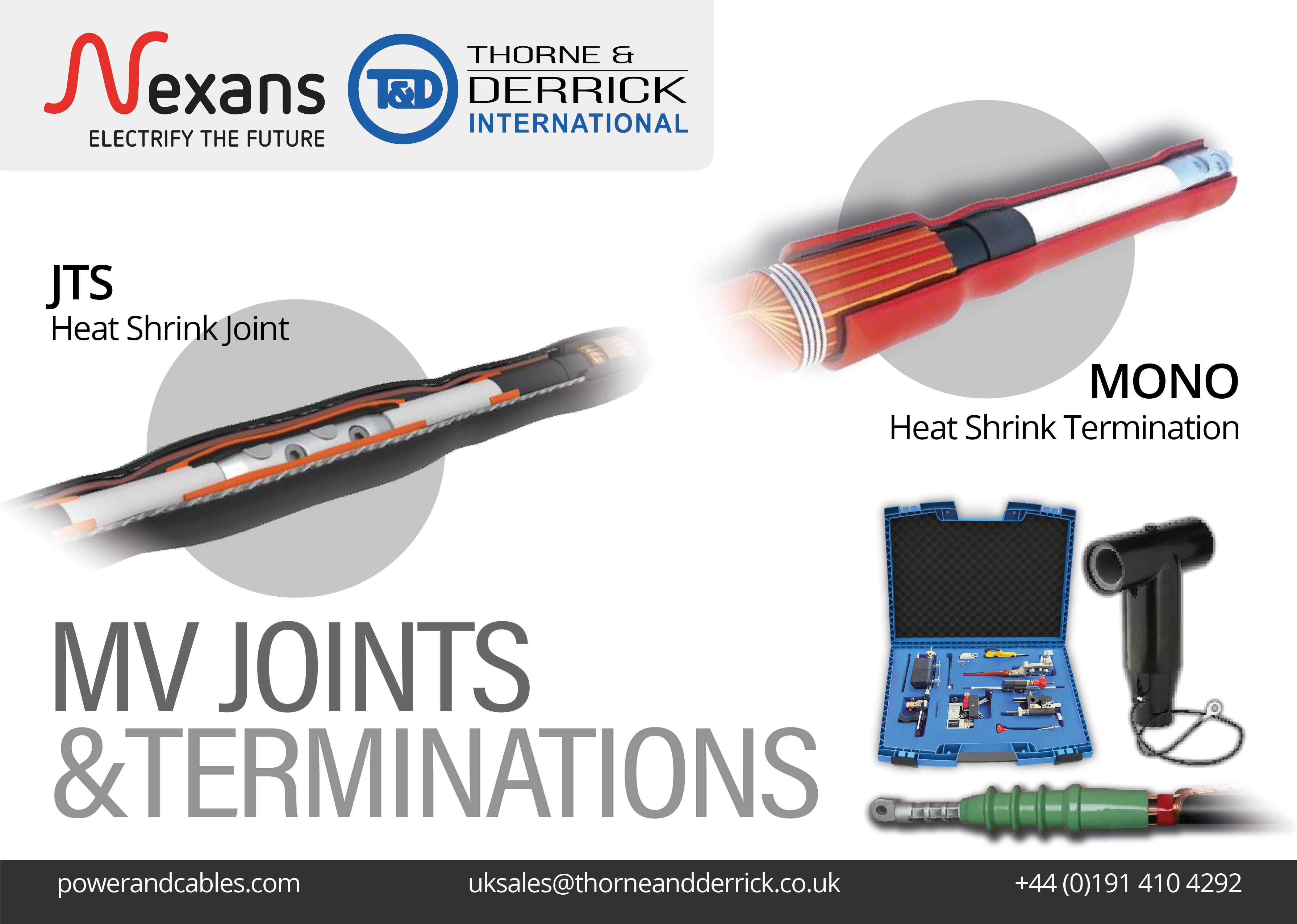 Thorne & Derrick distribute the most extensive range of MV HV Medium & High Voltage Cable Joints, Terminations & Connectors from manufacturers including 3M, Prysmian, Nexans Euromold, Elastimold, Pfisterer CONNEX & SEANEX and Shrink Polymer Systems.