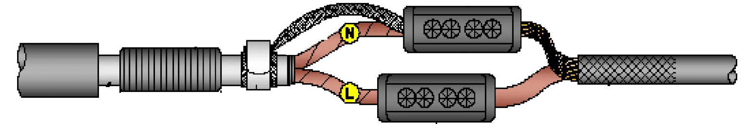 Single-Phase Transition 4sqmm to 35sqmm Plastic CNE to 2-Core PILC Cable Joint
