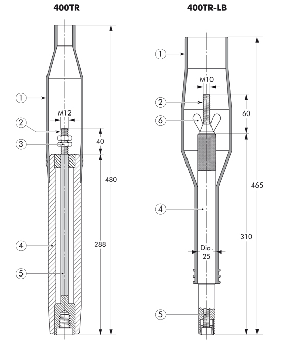 400TR and 400TR-LB Nexans Euromold Interface C MV Test Rods Technical Drawings 400TR and 400TR-LB Nexans Euromold Interface C MV Test Rods Technical Drawings