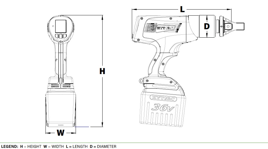 Battery Operated Torque Gun - Dimensions