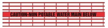 Caution Non Potable Water Main Below - Red