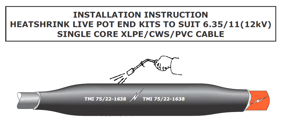 Pot End Live Cable End Seal | 11kV Cables Single Core XLPE CWS