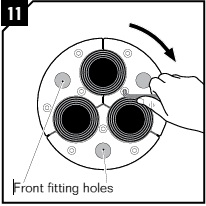 Tighten the screws crosswise one turn at a time. Start with the inner screws.