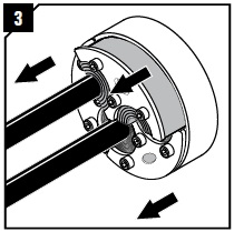Use a suitable tool to remove the halves of the H3 seal. Be careful not to damage the seal.