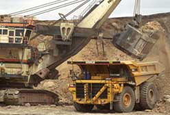 Hydraulic Face Shovel Loading Coal In Dump Truck