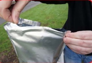 Rip open silver foil bag