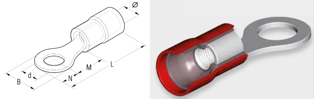 TE Connectivity, PIDG, STRATO-THERM Insulated Ring Terminal, M5 Stud Size,  0.8mm² to 1.4mm² Wire Size, Orange