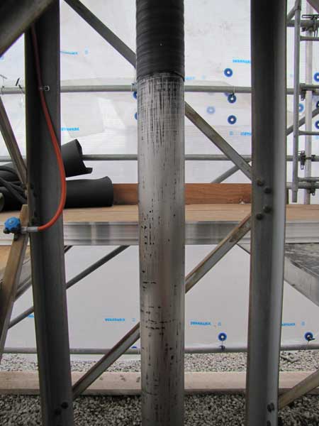 Once the single conductor goes underground, it goes to a trifurcating cable splice, and then the three conductors are in one pipe.