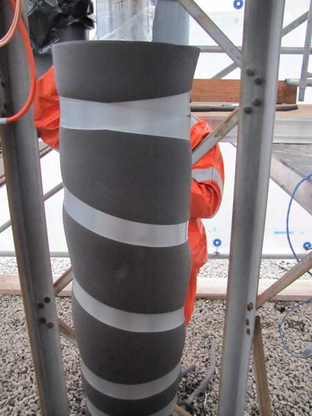 Heavy duty pipe insulation is installed (several layers)