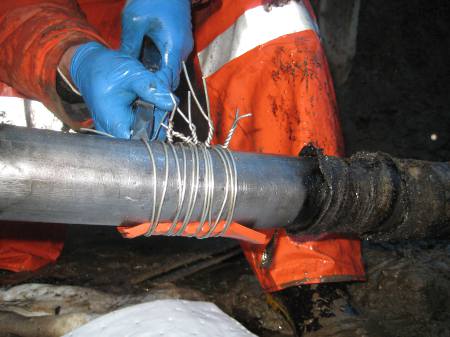 Once located a temporary EHV cabl repair is made, while environmental remediation is done