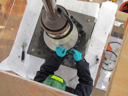 The cable termination is meticulously inspected and cleaned. Flushed several times with hot cable oil