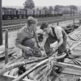 Engineers Working On Cables Near The Severn Railway Tunnel, Gloucestershire, 1940.