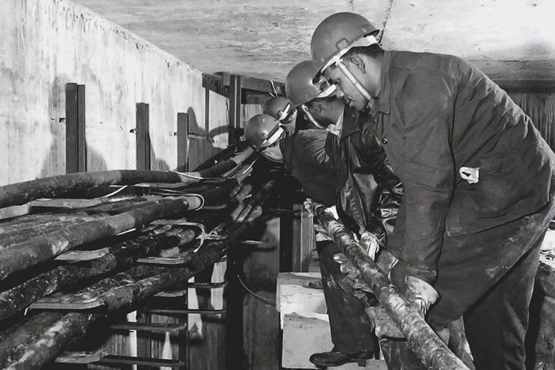Engineers Working On Underground Cables Below Wood Street, London, 1967.