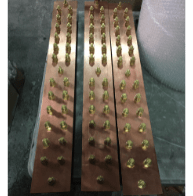24 Way Special Earth Bar (2 Rows of 12 No. for Double Holed Lugs), 100x6mm Plain Copper Bar, M10 Brass Bolts, Mounted on Insulators & AVG Galv. Steel Base.
