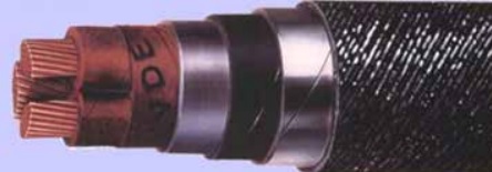 Figure 1 – 12 kV 'belted' paper-insulated cable with overall lead sheath and steel tape armour
