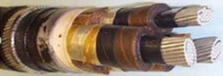 Figure 2 – 'H' type or 'screened' 36 kV paper-insulated cable with overall lead sheath and steel wire armour