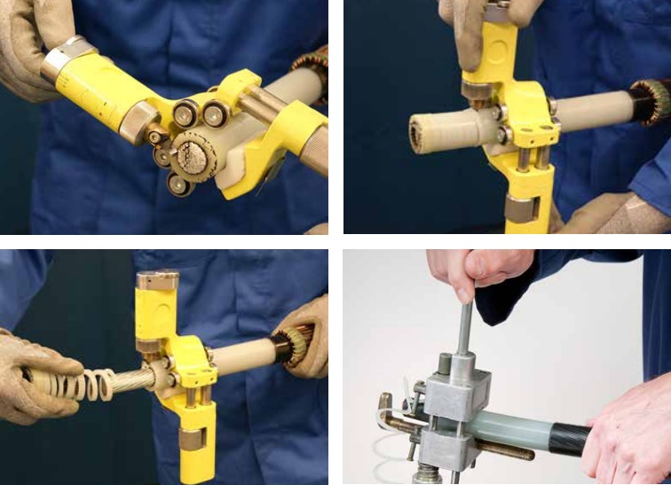 Figure 31 – Spiral-cut Insulation Removal Tools in Use