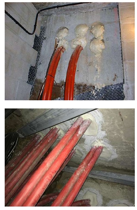Figure 7. Silicone and foam used to stop water ingress Figure 7. Silicone and foam used to stop water ingress