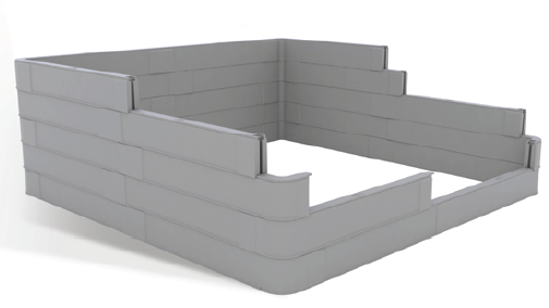 Step 4: Build the next section on top, using the alternative corner pieces. This will provide a ‘brick worked’ chamber ensuring any joints are not in a vertical line. Step 4