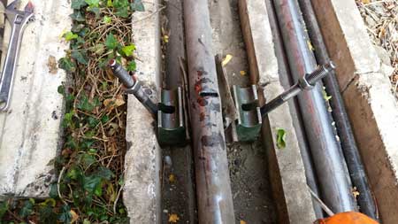 Cables Spiked - 33kV power cable is spiked to ensure worker safety by short circuiting the high voltage power and making the cable "dead". 