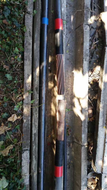 Cables Stripped - the cable sheath is cleaned using jointers cable wipes and stripped using appropriate cable jointing tools.