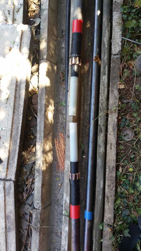 Cables Stripped - 33kV semi-con screen removed.