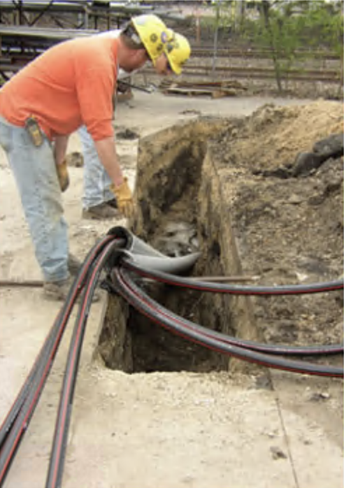 Underground cables can be direct buried or installed in conduit to switch locations.