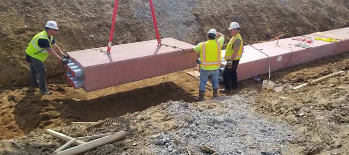 Precast duct bank installation. Source Forterra.