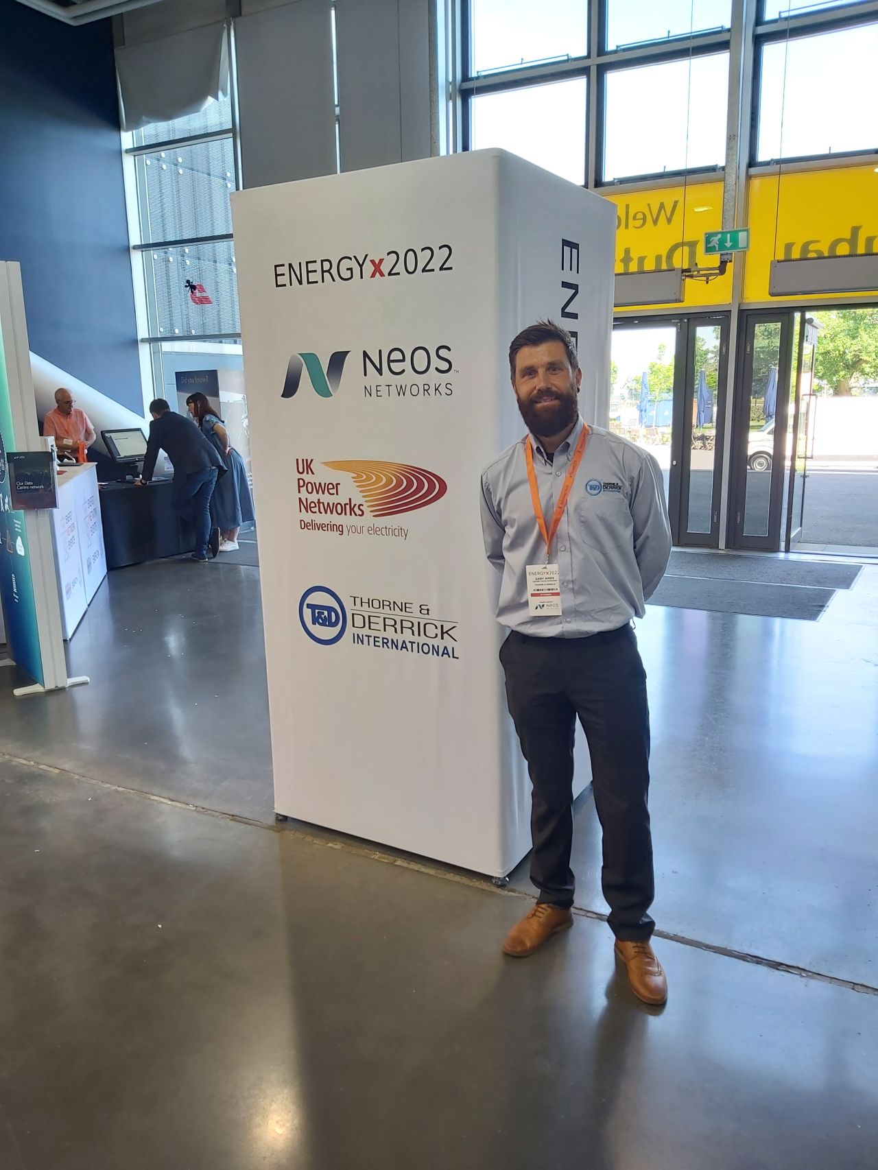 Gary Amos, Export Sales Engineer, at the Welcome stand of the Event