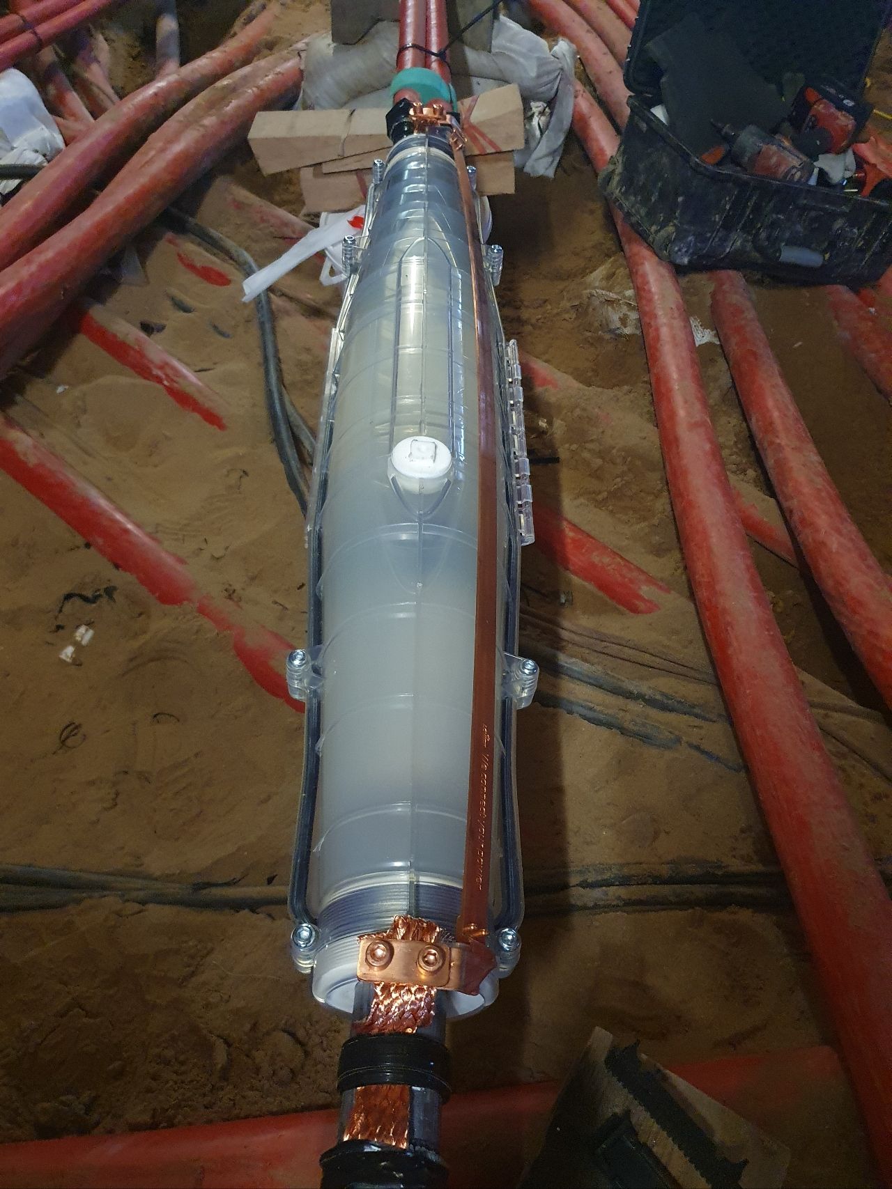 Lovink Enertech medium voltage cable joints installed onto Western Power Distribution (WPD) network by JKJ to connect and energise 11kV substation power cables – their Jointers are training and authorised by leading MV cable accessory manufacturers including Tyco, Nexans Euromold, Pfisterer and Ensto. Lovink Enertech medium voltage cable joints installed onto Western Power Distribution (WPD) network by JKJ to connect and energise 11kV substation power cables – their Jointers are training and authorised by leading MV cable accessory manufacturers including Tyco, Nexans Euromold, Pfisterer and Ensto.