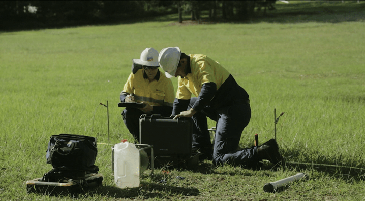 Safearth engineers in the field performing soil resistivity testing Safearth engineers in the field performing soil resistivity testing