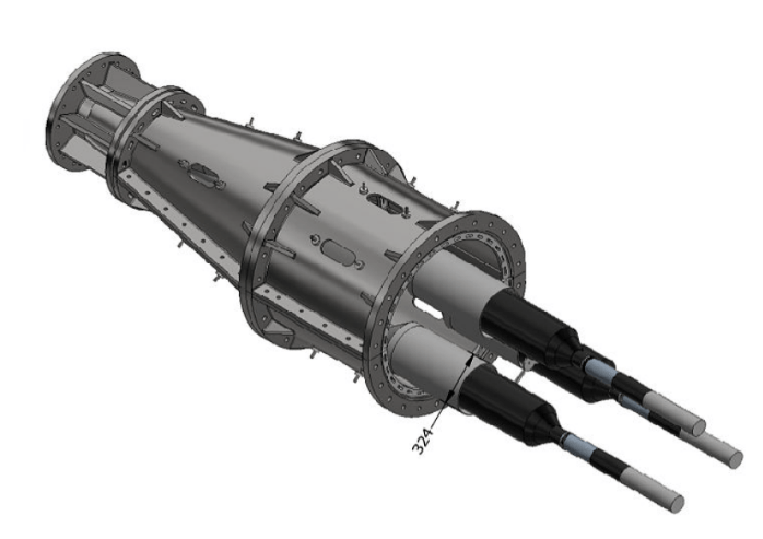 3D Model of cable joints in subsea rated housing 3D Model of cable joints in subsea rated housing