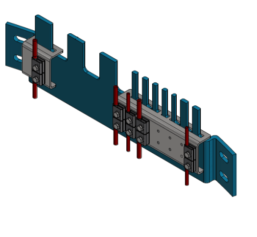 3D Model of customers bracket in blue with adaptor bracket and Ellis Phoenix cleats 3D Model of customers bracket in blue with adaptor bracket and Ellis Phoenix cleats