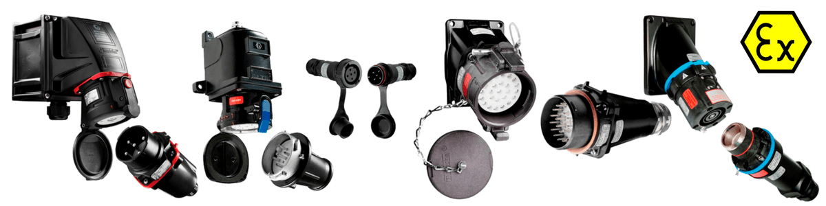 Ex Decontactor | Plugs and socket-outlets with integrated switch, designed and certified for hazardous areas (ATEX 2014/34/EU Directive). They can be used in Zones 1 & 2 (Flammable Gas) and Zones 21 & 22 (Combustible Dust). Hazardous Area Plugs Sockets