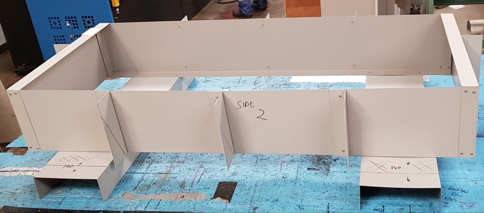 Pictured – fabricated model of the bottom of the transformer was made using the measurements taken from site survey. This meant the jackets could be manufactured and test fitted prior to delivery. Pictured – fabricated model of the bottom of the transformer was made using the measurements taken from site survey. This meant the jackets could be manufactured and test fitted prior to delivery.