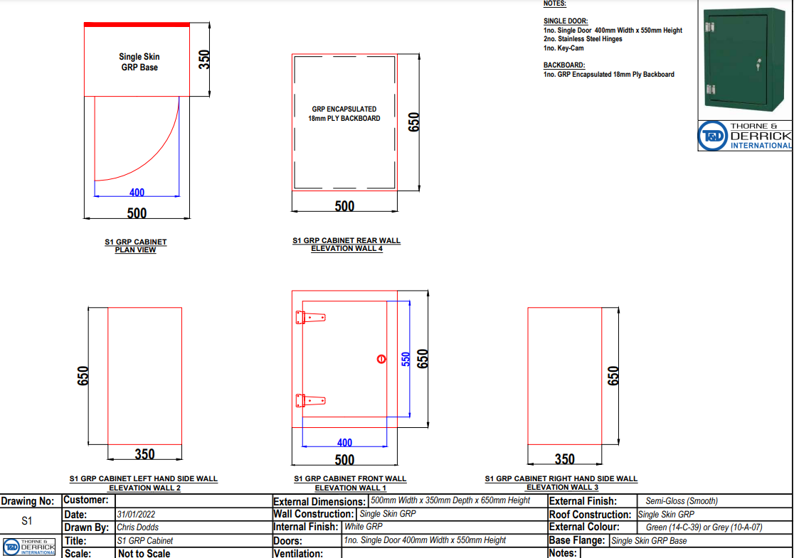 S1 Feeder Pillar | GRP | Single Door Feeder Pillars
