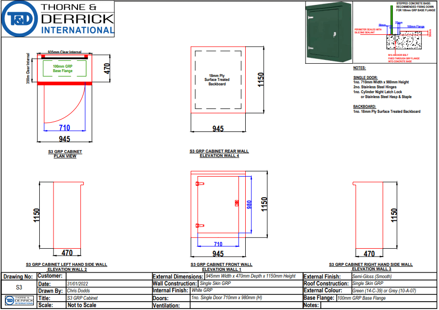 S3 Feeder Pillar | GRP | Single Door S3 Feeder Pillar Single Door GRP